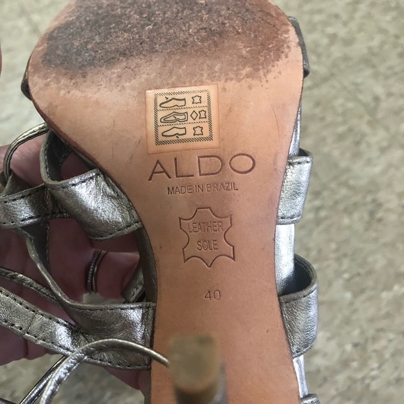 ALDO Metallic Leather Lace-Up Heels Sz 9 - Picture 5 of 8